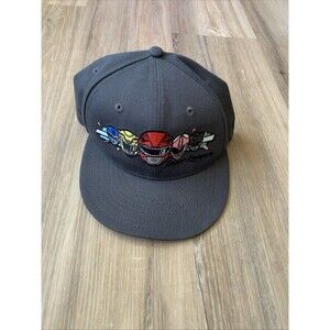 RARE New Era 59fifty Power Rangers Fitted Blue Ranger Hat SnapBack - EUC
